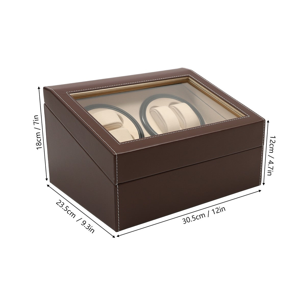 4+6 SLOTS BROWN LEATHER AUTOMATIC WATCH WINDER AND STORAGE DISPLAY BOX.