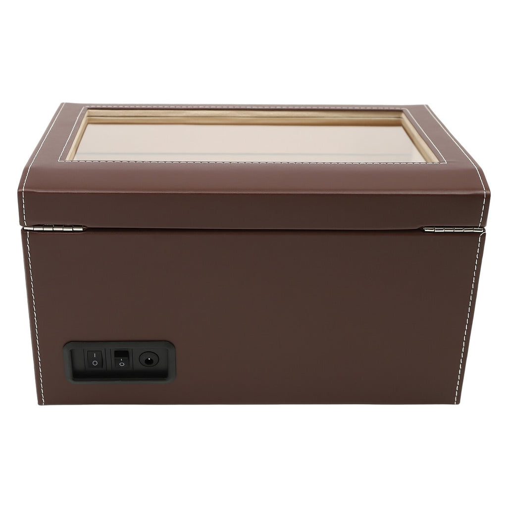 4+6 SLOTS BROWN LEATHER AUTOMATIC WATCH WINDER AND STORAGE DISPLAY BOX.