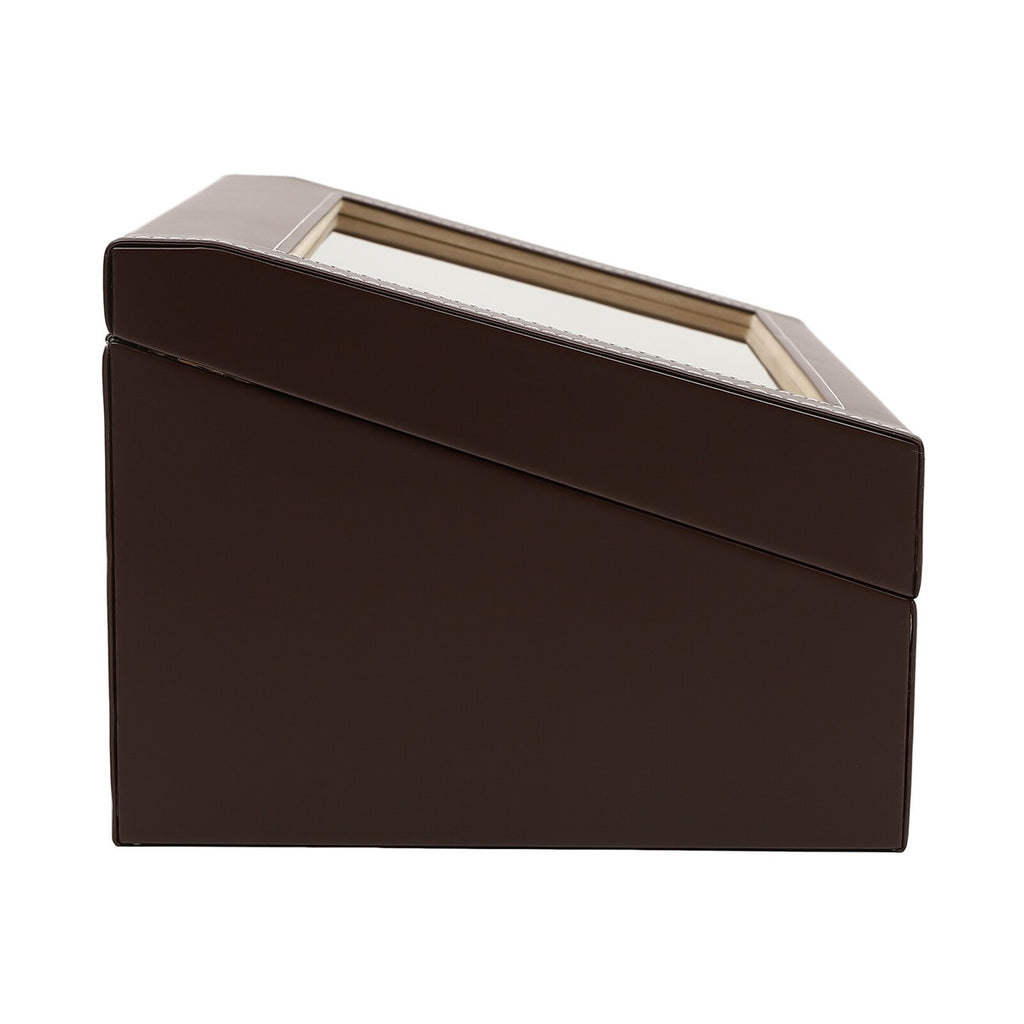 4+6 SLOTS BROWN LEATHER AUTOMATIC WATCH WINDER AND STORAGE DISPLAY BOX.