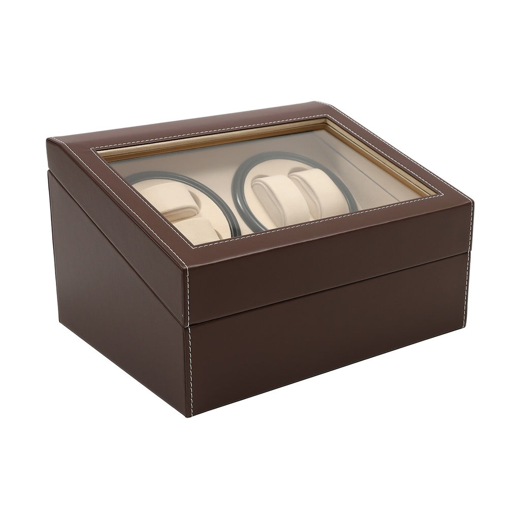 4+6 SLOTS BROWN LEATHER AUTOMATIC WATCH WINDER AND STORAGE DISPLAY BOX.