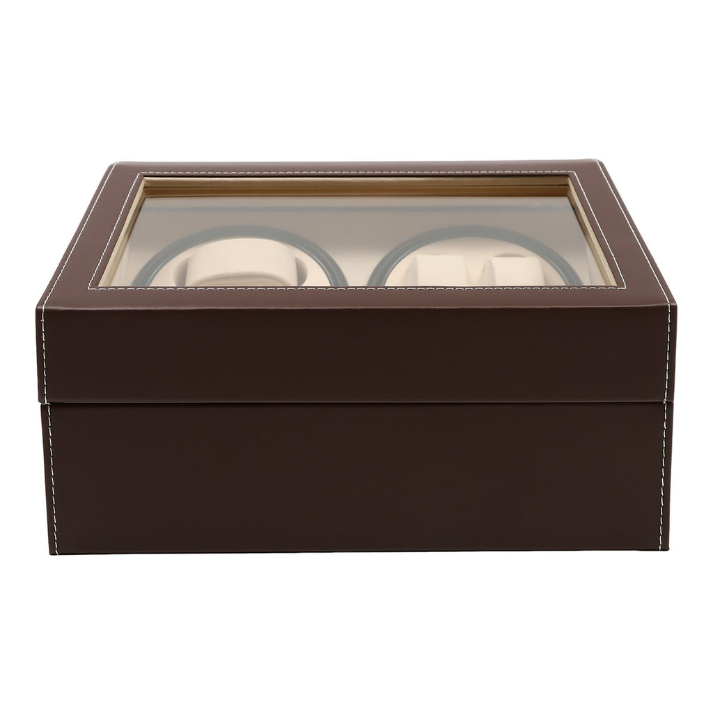 4+6 SLOTS BROWN LEATHER AUTOMATIC WATCH WINDER AND STORAGE DISPLAY BOX.