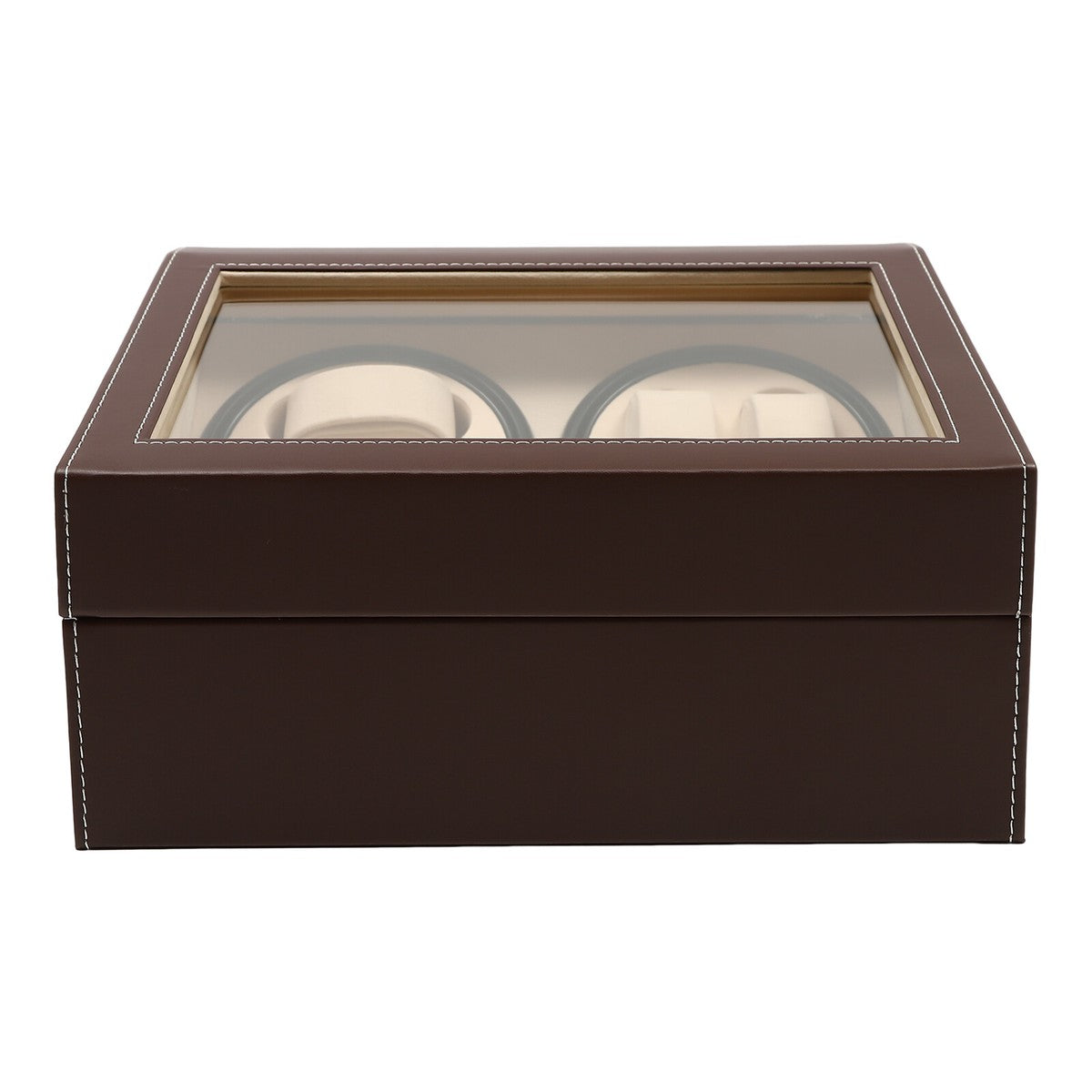 4+6 SLOTS BROWN LEATHER AUTOMATIC WATCH WINDER AND STORAGE DISPLAY BOX.