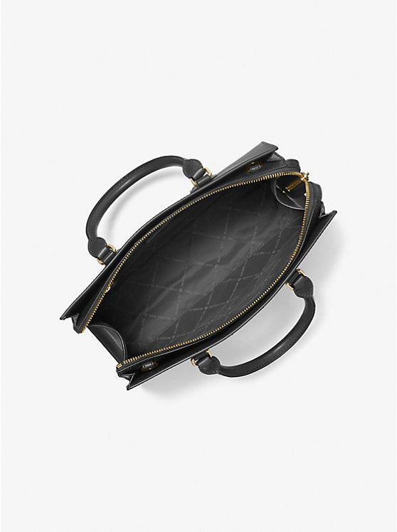 MICHAEL KORS SHEILA MEDIUM FAUX SAFFIANO LEATHER SATCHEL HANDBAG.