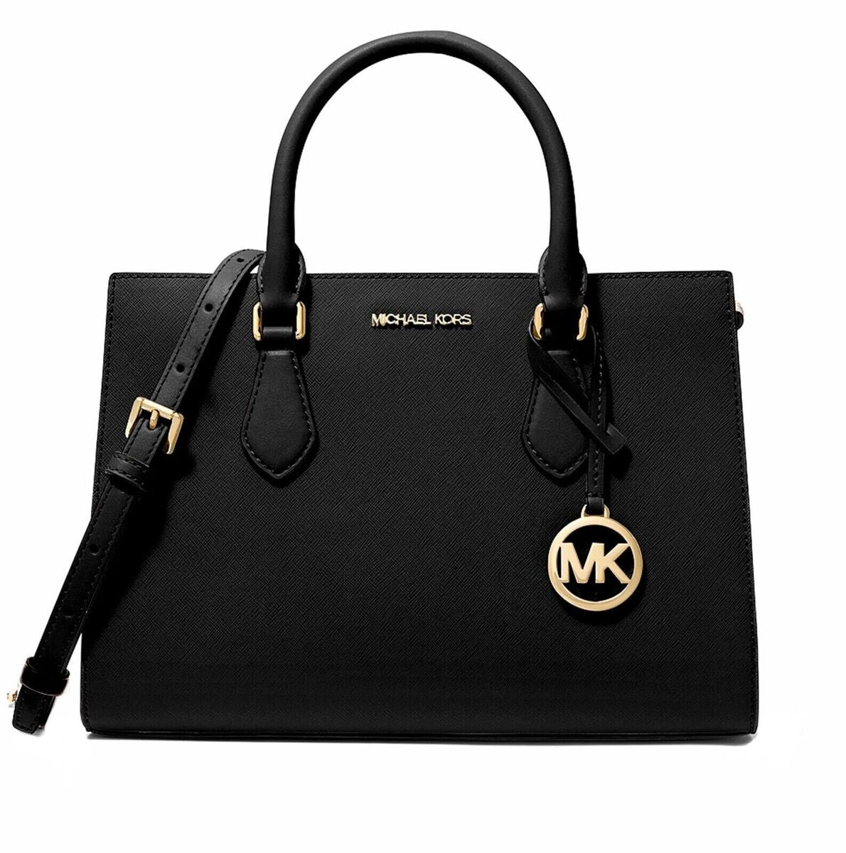 MICHAEL KORS SHEILA MEDIUM FAUX SAFFIANO LEATHER SATCHEL HANDBAG.