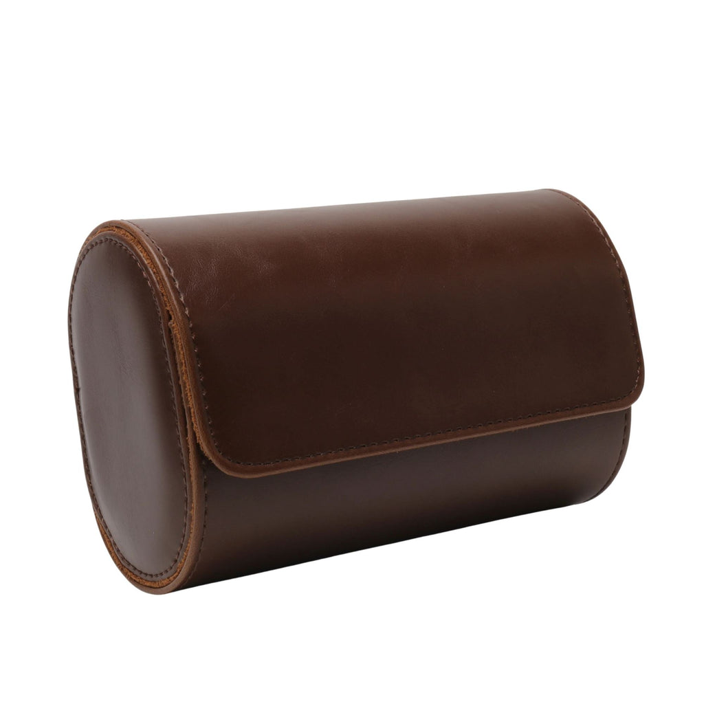 DOUBLE SLOT WATCH ROLL CASE IN BROWN