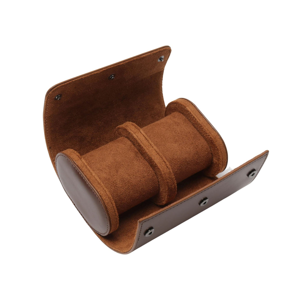 DOUBLE SLOT WATCH ROLL CASE IN BROWN