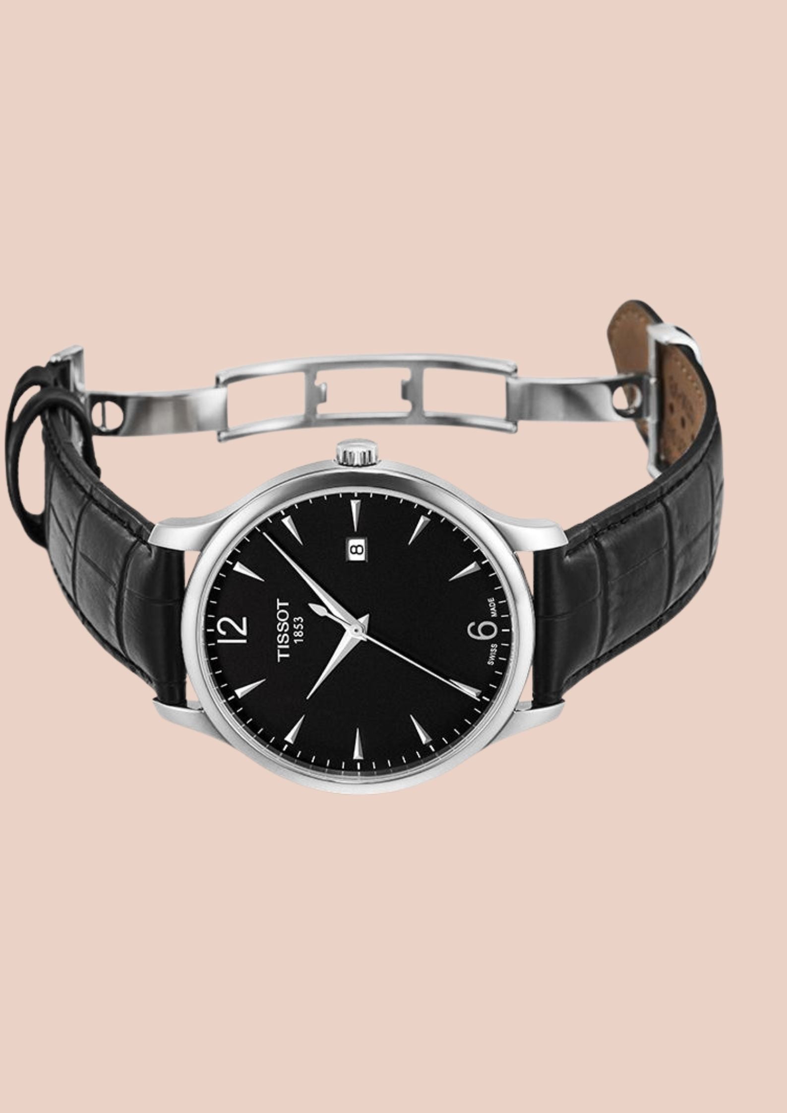 Tissot T Classic Tradition Black Dial Black Leather Strap Watch
