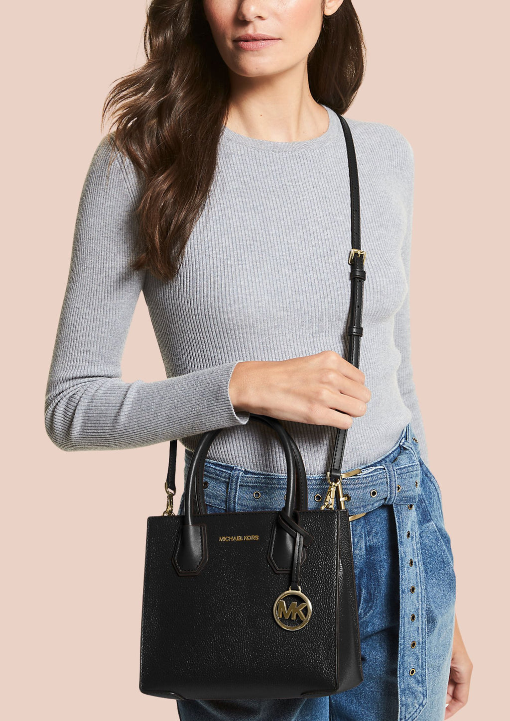 Michael Kors Sheila Medium Faux Saffiano Leather Satchel Bag