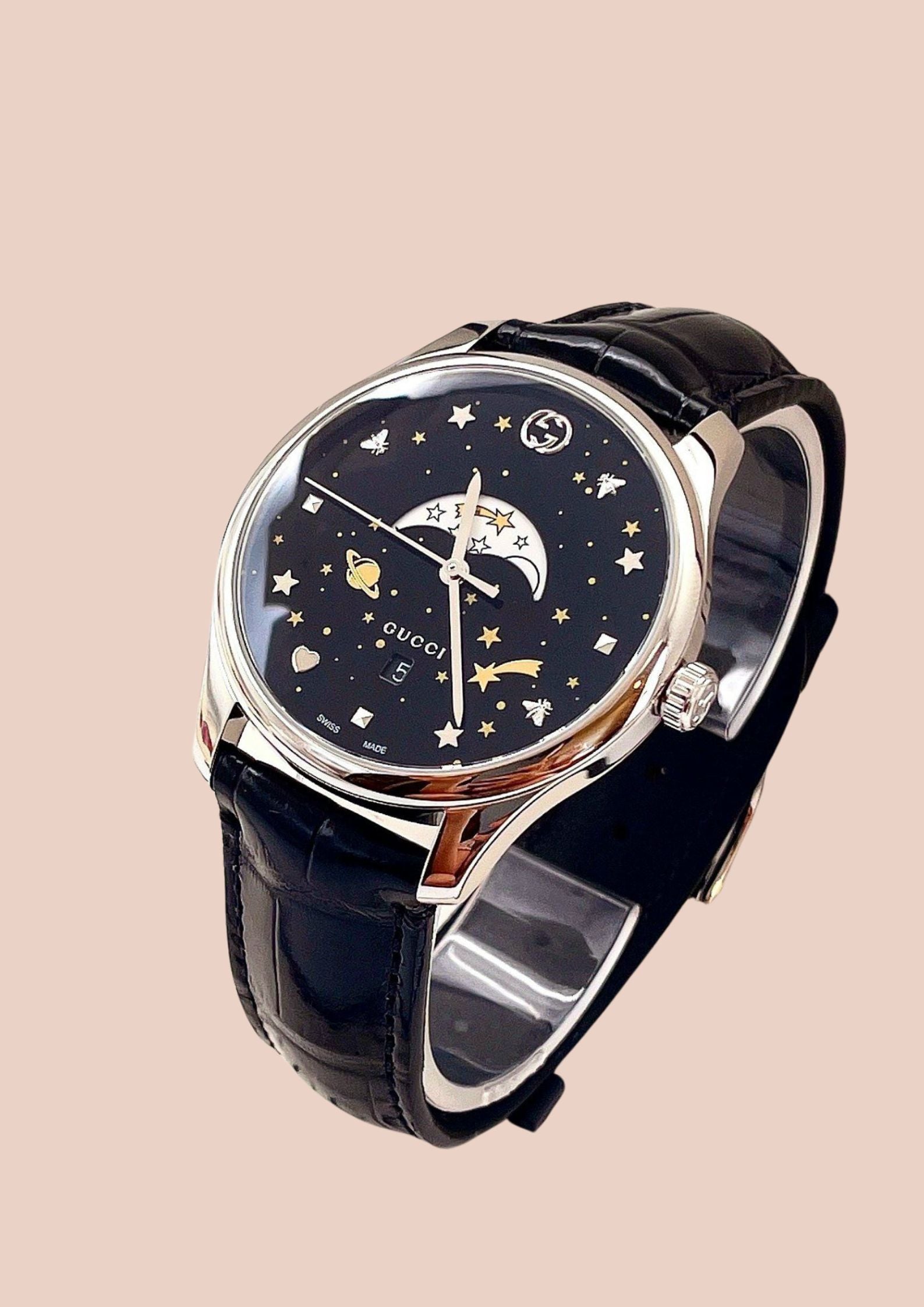 Gucci G Timeless Black Moonphase Watch