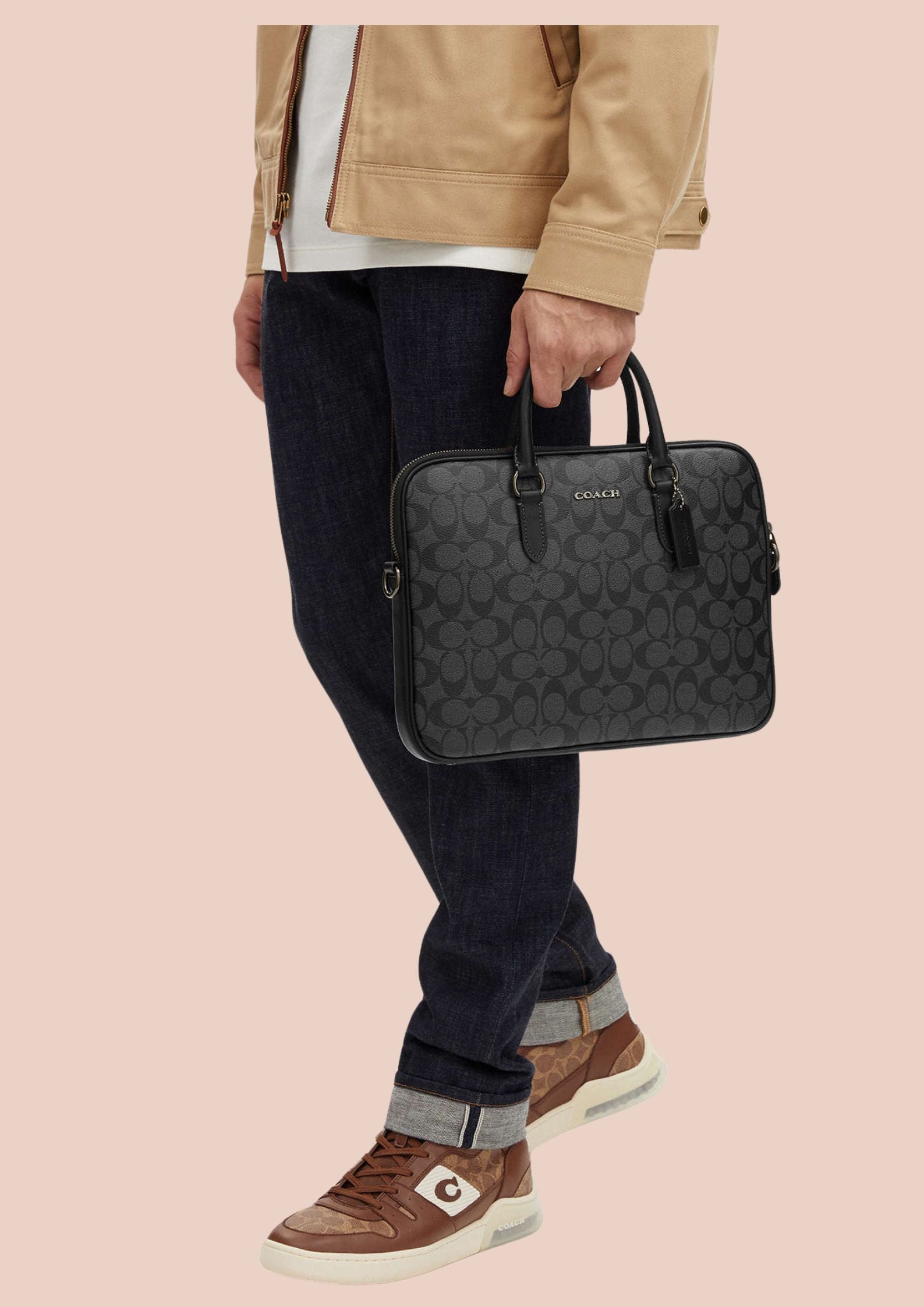 Coach Liam Compact Brief in Signature Canvas